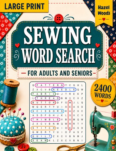 Sewing Word Search for Adults and Seniors Large Print